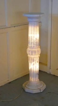 Pamono 19th Century French Marble Illuminated White Marble Torchere Column, 1890s