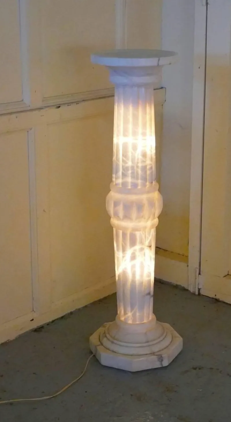 Pamono 19th Century French Marble Illuminated White Marble Torchere Column, 1890s