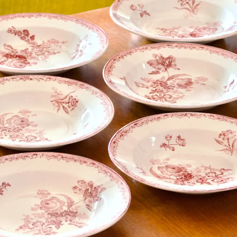 Pamono 19th Century French Plates from Sarreguemines, Set of 6> Dinner Plates & Bowls