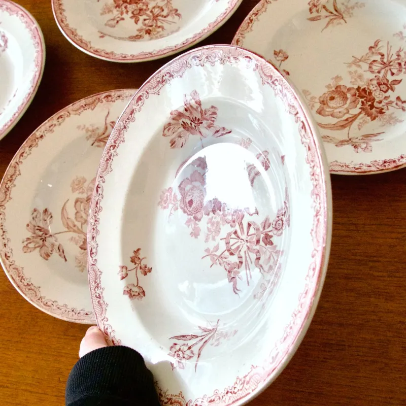 Pamono 19th Century French Plates from Sarreguemines, Set of 6> Dinner Plates & Bowls