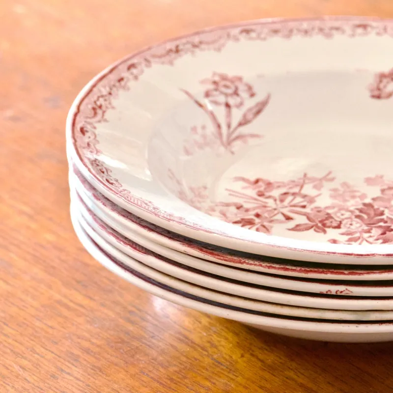 Pamono 19th Century French Plates from Sarreguemines, Set of 6> Dinner Plates & Bowls