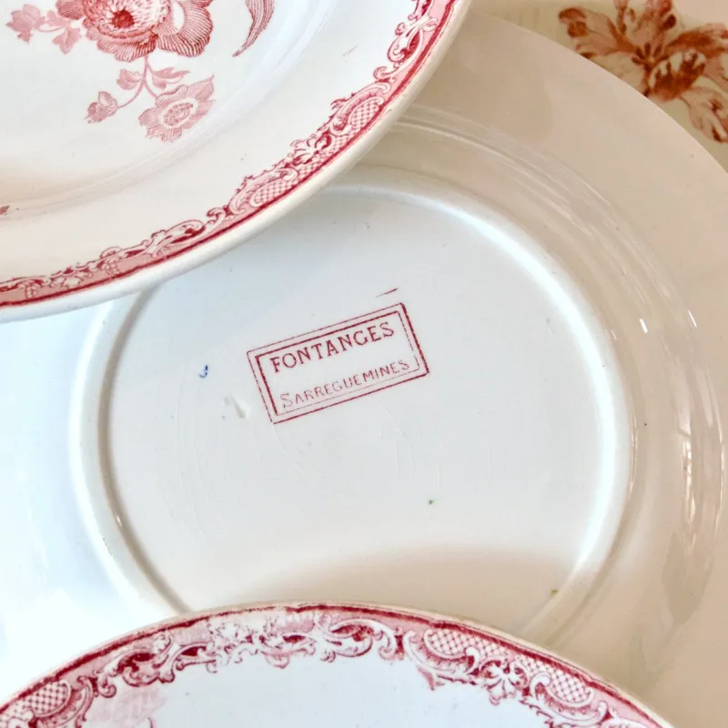 Pamono 19th Century French Plates from Sarreguemines, Set of 6> Dinner Plates & Bowls
