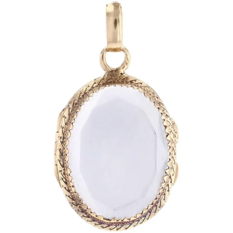 Sale Pamono 20th Century French Rock Crystal 18 Karat Yellow Gold Locket Pendant