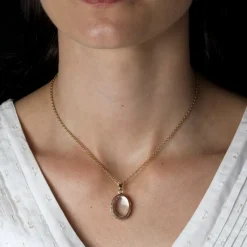 Sale Pamono 20th Century French Rock Crystal 18 Karat Yellow Gold Locket Pendant