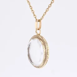 Sale Pamono 20th Century French Rock Crystal 18 Karat Yellow Gold Locket Pendant