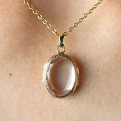 Sale Pamono 20th Century French Rock Crystal 18 Karat Yellow Gold Locket Pendant