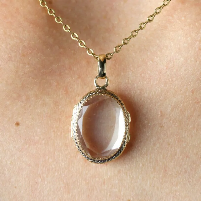 Sale Pamono 20th Century French Rock Crystal 18 Karat Yellow Gold Locket Pendant