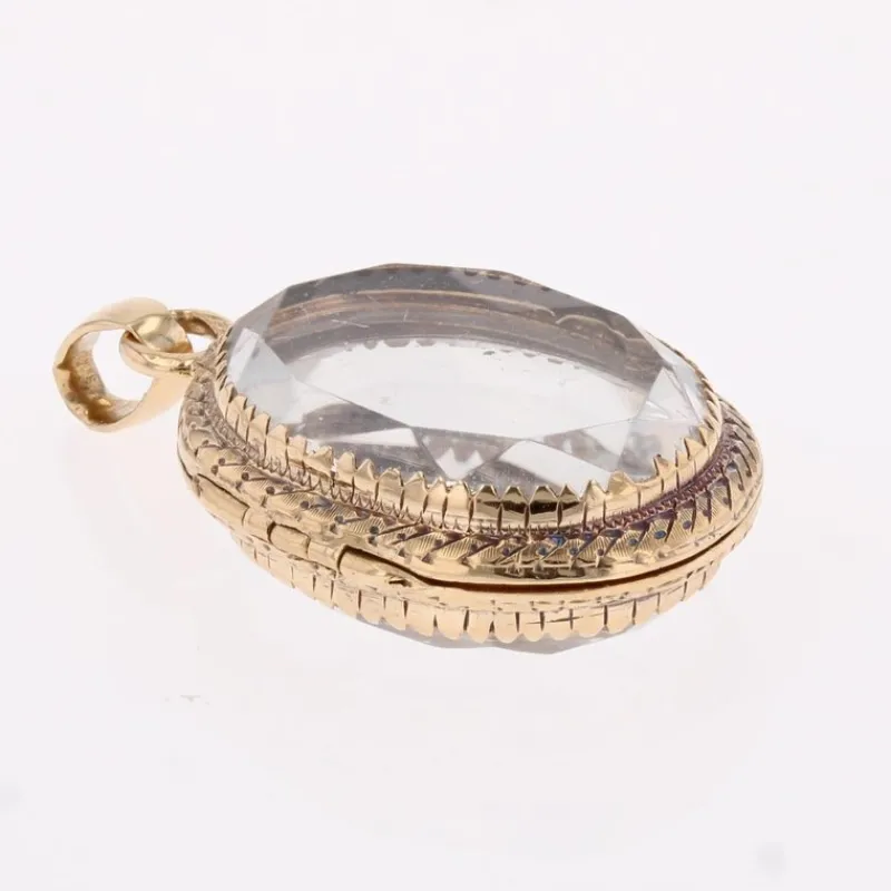 Sale Pamono 20th Century French Rock Crystal 18 Karat Yellow Gold Locket Pendant