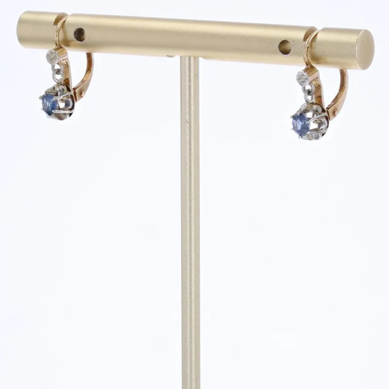 Pamono 20th Century French Sapphire 18 Karat Yellow Gold Lever-Back Earrings, Set of 2> Earrings