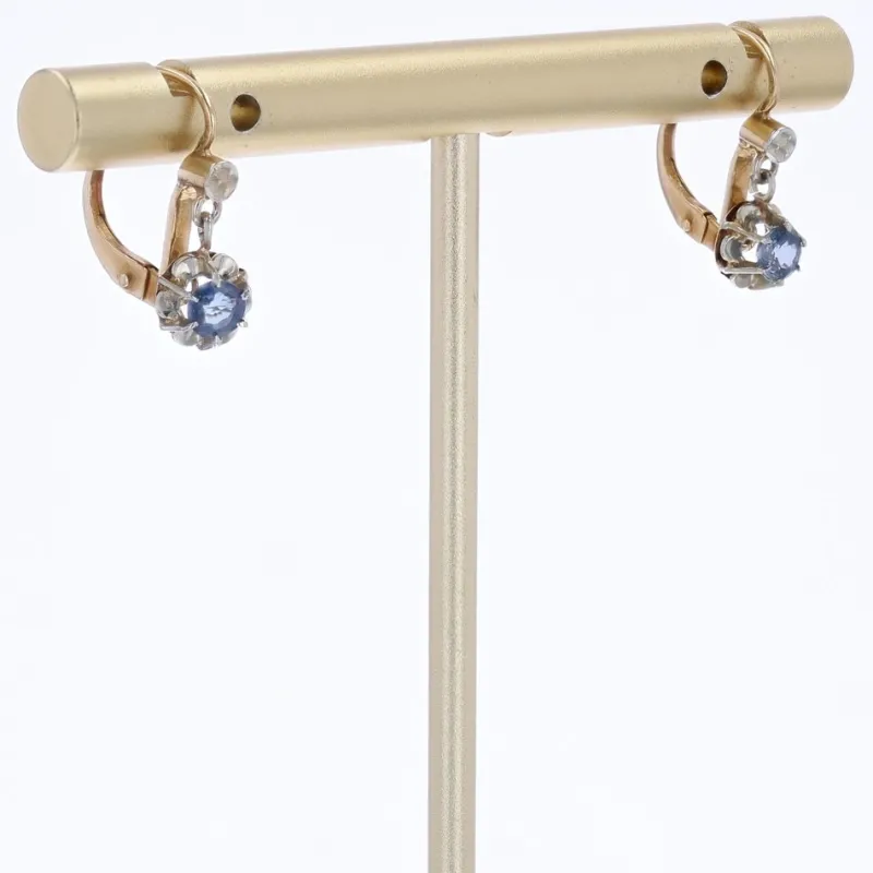 Pamono 20th Century French Sapphire 18 Karat Yellow Gold Lever-Back Earrings, Set of 2> Earrings