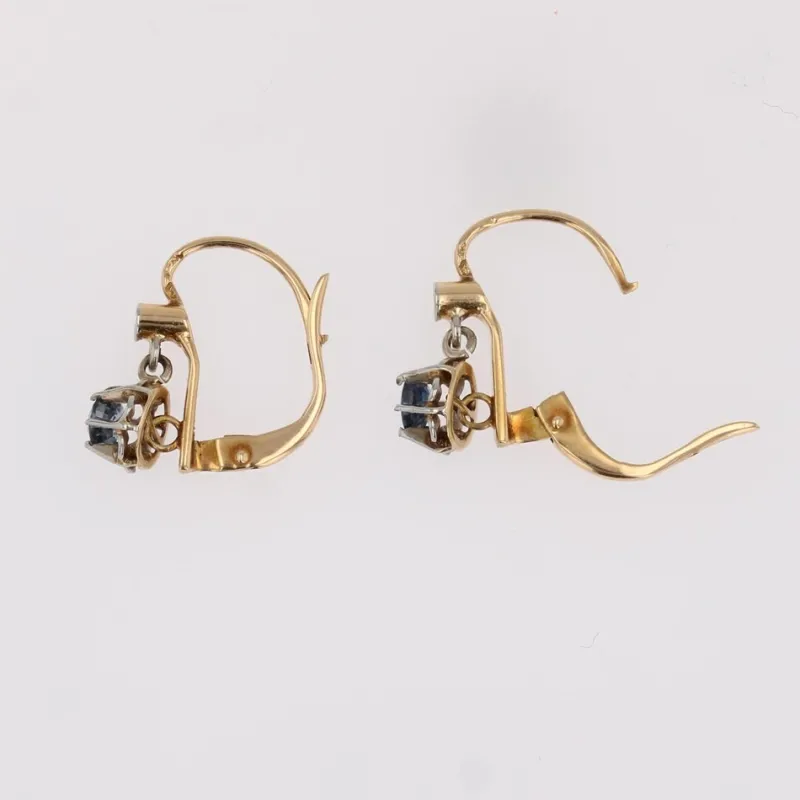 Pamono 20th Century French Sapphire 18 Karat Yellow Gold Lever-Back Earrings, Set of 2> Earrings