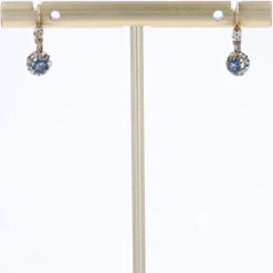 Pamono 20th Century French Sapphire 18 Karat Yellow Gold Lever-Back Earrings, Set of 2><noscript><img width=