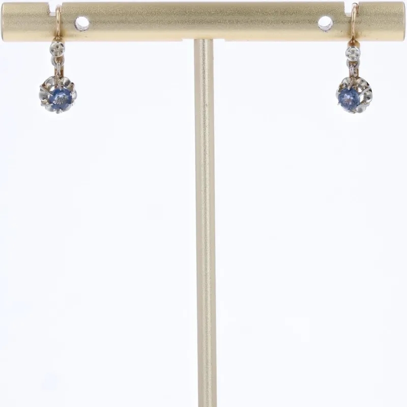 Pamono 20th Century French Sapphire 18 Karat Yellow Gold Lever-Back Earrings, Set of 2> Earrings