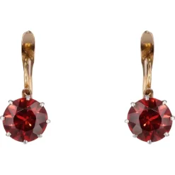 Outlet Pamono 20th Century Garnet 18 Karat Rose Platinum Gold Lever- Back Earrings, Set of 2