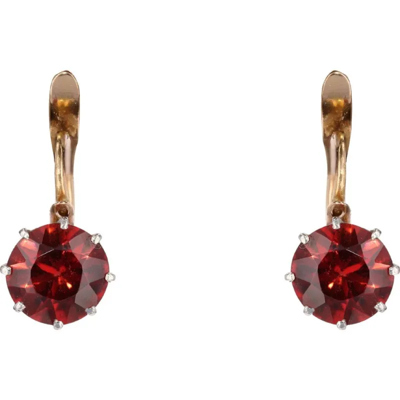 Outlet Pamono 20th Century Garnet 18 Karat Rose Platinum Gold Lever- Back Earrings, Set of 2