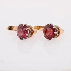 Outlet Pamono 20th Century Garnet 18 Karat Rose Platinum Gold Lever- Back Earrings, Set of 2