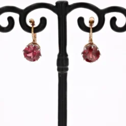 Outlet Pamono 20th Century Garnet 18 Karat Rose Platinum Gold Lever- Back Earrings, Set of 2