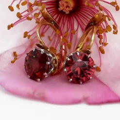 Outlet Pamono 20th Century Garnet 18 Karat Rose Platinum Gold Lever- Back Earrings, Set of 2
