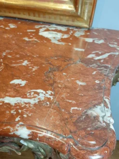 Pamono 19th Century Gilt Wood Rococo Console Table with Red Marble Top><noscript><img width=
