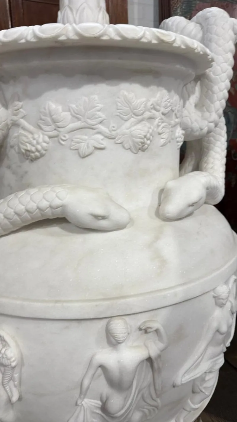 New Pamono 20th Century Greek White Carrara Marble Urns, Set of 2