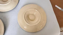 New Pamono 19th Century Green, White & Brown Glaze Majolica Oyster Plates, Set of 4