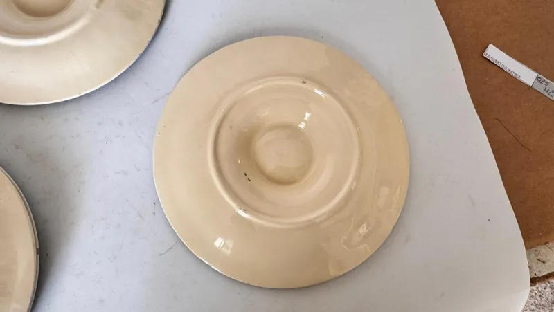 New Pamono 19th Century Green, White & Brown Glaze Majolica Oyster Plates, Set of 4