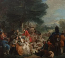 Clearance Pamono 19th Century Halt Hunting Oil on Canvas by Carle Van Loo