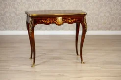 Clearance Pamono 19th Century Inlaid Card Table Lined with Green Fabric