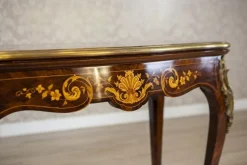 Clearance Pamono 19th Century Inlaid Card Table Lined with Green Fabric