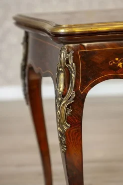 Clearance Pamono 19th Century Inlaid Card Table Lined with Green Fabric