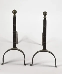 Online Pamono 19th Century Iron Fireplace Andirons, Set of 2
