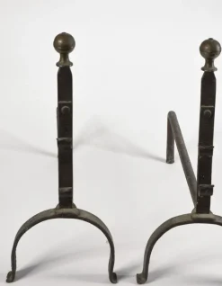 Online Pamono 19th Century Iron Fireplace Andirons, Set of 2