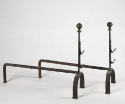 Online Pamono 19th Century Iron Fireplace Andirons, Set of 2