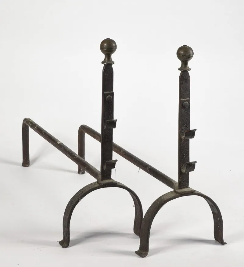 Online Pamono 19th Century Iron Fireplace Andirons, Set of 2