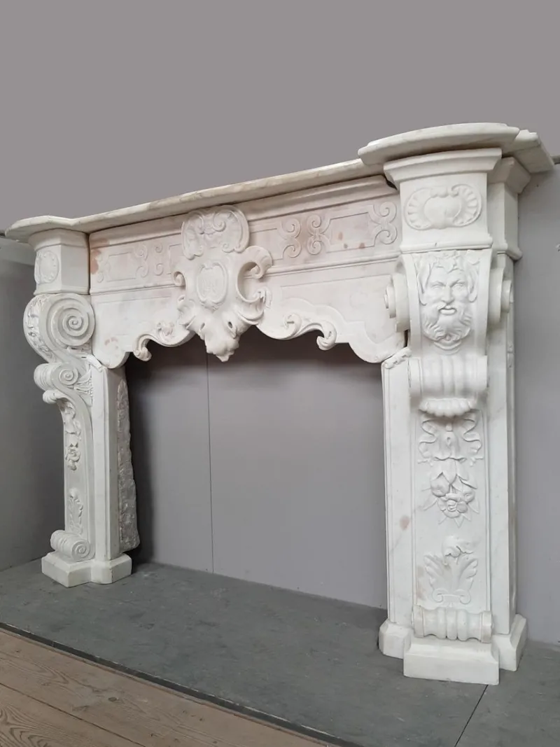 Outlet Pamono 18th Century Italian Baroque Style Carrara Marble Fireplace