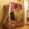 Online Pamono 19th Century Italian Canopy Bed with Silver Friezes and Upholstered Purple Silk