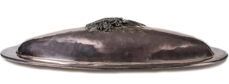 Pamono 19th Century Italian Handmade Silver-Plated Fish Tray from Cassetti> Trays