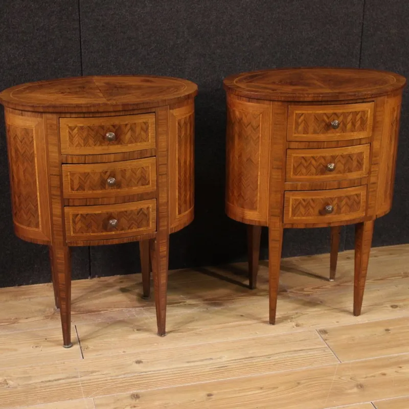 Pamono 20th Century Italian Inlaid Bedside Tables, 1950s, Set of 2> Nightstands