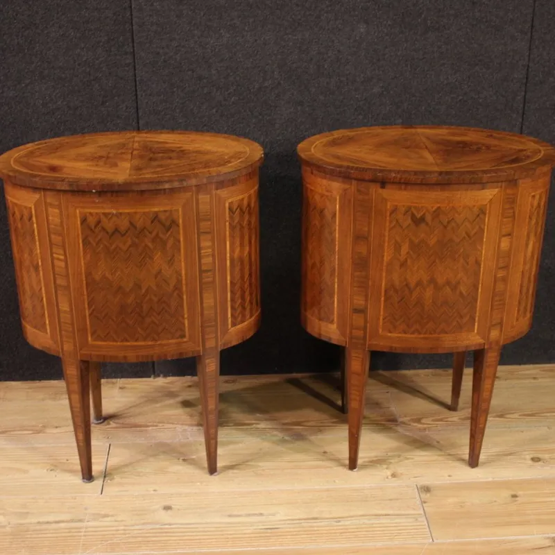 Pamono 20th Century Italian Inlaid Bedside Tables, 1950s, Set of 2> Nightstands