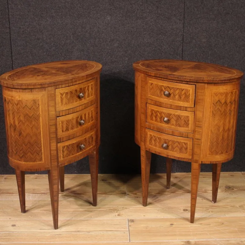 Pamono 20th Century Italian Inlaid Bedside Tables, 1950s, Set of 2> Nightstands