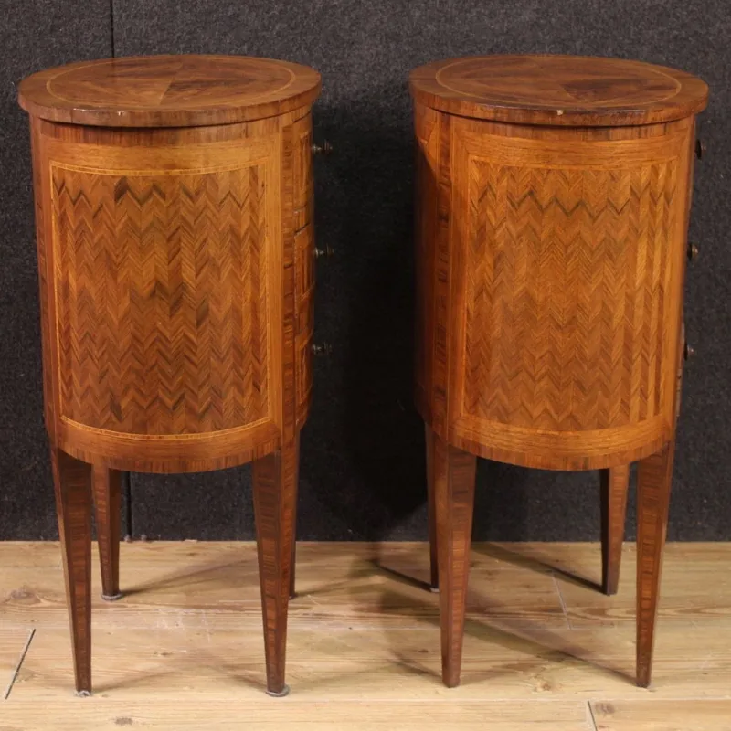 Pamono 20th Century Italian Inlaid Bedside Tables, 1950s, Set of 2> Nightstands