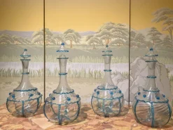 Pamono 18th Century Italian Murano Clear Glass and Blue Trimmed Blown Glass Bottle> Bottles, Carafes & Jugs