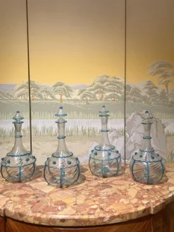 Pamono 18th Century Italian Murano Clear Glass and Blue Trimmed Blown Glass Bottle> Bottles, Carafes & Jugs