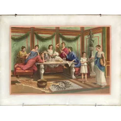 Pamono 19th Century Italian Oil on Alabaster Painting Pompeian Interior Scene in Ormolu> Old Masters