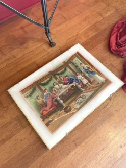 Pamono 19th Century Italian Oil on Alabaster Painting Pompeian Interior Scene in Ormolu> Old Masters