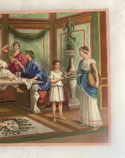 Pamono 19th Century Italian Oil on Alabaster Painting Pompeian Interior Scene in Ormolu><noscript><img width=