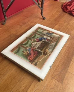 Pamono 19th Century Italian Oil on Alabaster Painting Pompeian Interior Scene in Ormolu><noscript><img width=