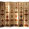 Pamono 19th Century Italian Six-Panel Painted Wood Folding Screen in Gilt Bronze Frame