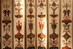 Pamono 19th Century Italian Six-Panel Painted Wood Folding Screen in Gilt Bronze Frame