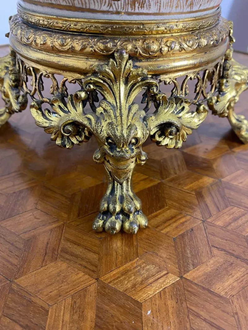 Pamono 19th Century Japan Satsuma Porcelain Vase and Golden Metal, 1870s> Vases